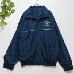 1663 ポロクラブ　ウィンドブレーカー　トラックジャンパー　ネイビー　防寒　M