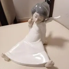 陶器製 天使の置物 ホワイト・グレー