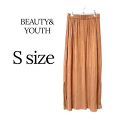 BEAUTY&YOUTHプリーツロングスカートS両サイドスリット光沢ウエストゴムのサムネイル
