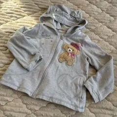 メゾピアノ テディベア パーカー グレー　120