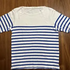 ボーダー 半袖 Tシャツ ホワイト ブルーのサムネイル