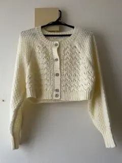 earth music&ecology編み込み カーディガン 白