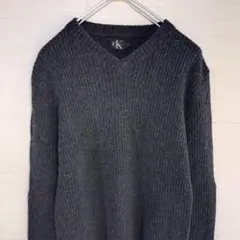 カルバンクライン　リブニット　セーター　羊毛100％　グレー