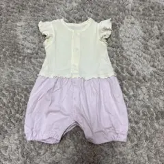 GU ベビー ロンパース 70cm ホワイト×ライトパープル