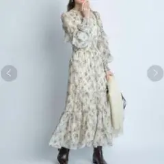 新品タグ付 アプワイザーリッシェ ニュアンスフラワープリントワンピース 花柄