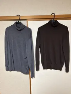ユニクロ メリノウールタートルネックセーター 2枚セット XL