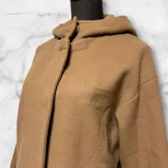 【アダムエロペ】 フード付きコート ブラウン 毛混 2WAY FREE