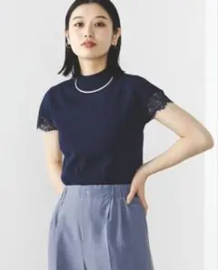 美品。BEAMS HEART レース袖 半袖ニット
