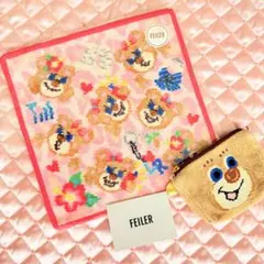 フェイラーラブラリー L字型ポーチドアップテディニナ プリン柄