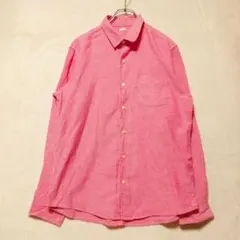 ジーユー リネンブレンド オープンカラー シャツ 長袖 L