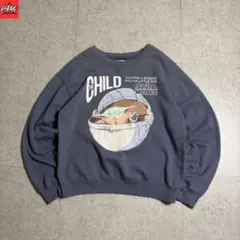 1248古着90s STARWARS ベビーヨーダスウェット 裏起毛ブルーグレーのサムネイル
