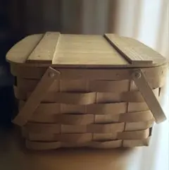 アメリカ製◎木製ハンドメイドバスケット◎BASKETVILLEピクニックに アメリカ製◎木製ハンドメイドバスケット◎BASKETVILLEピクニックに