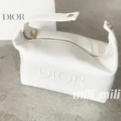 DIOR／ハンドル付きホワイトコットンコスメポーチ　ノベルティ　ディオール