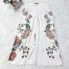 b866 ザラ 花柄カジュアルパンツ レディースボトム ワイド ガウチョ 可愛い