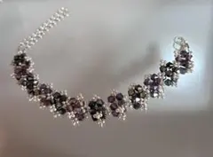 ハンドメイド ビーズブレスレット パープル