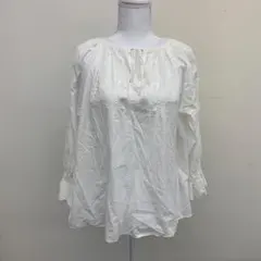 【b0167】バビロン ブラウス シャツ 白 M パッチワーク リボンのサムネイル