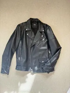 ZARA ブラック レザー ライダースジャケット