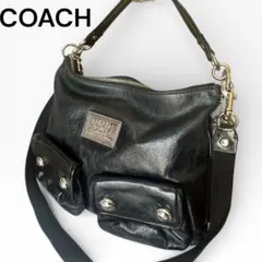 【美品】COACH ショルダーバッグ ポピー 2way ブラック Y2K レザー