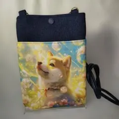 柴犬ちゃんパネル生地使用 スマホショルダーバッグ