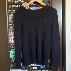 ポロラルフローレン　ケーブルニット　刺繍ロゴ