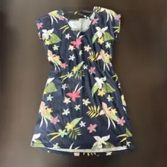 ROXY 花柄 半袖 ワンピース ネイビーのサムネイル
