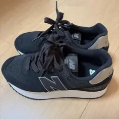 New Balance ブラック スニーカー 574 厚底