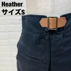 Heather ベルト付き ブラックショートパンツ S ハイウエスト【94】