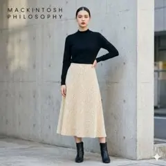 極美品 マッキントッシュフィロソフィー ドット柄 フレアスカート 34 三陽商会