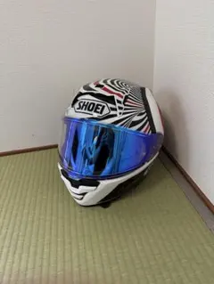 SHOEI フルフェイスヘルメット マットブラック 羽根模様 クジャク