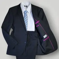 極美品 洗える LES MUES セットアップ A5 黒 シャドーストライプ M