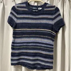 【Polo by Ralph Lauren】 ストライプニット 半袖トップス