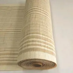 【独特の風合い】12 キビラ麻 細ストライプ 生成り 精錬 45cm巾×1m