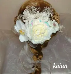 卒業式髪飾り 成人式　振袖 色打掛 白無垢 胡蝶蘭　袴　ドライフラワー　 水引