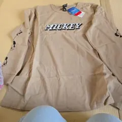 Disney Mickey Mouse 長袖Tシャツ ベージュのサムネイル