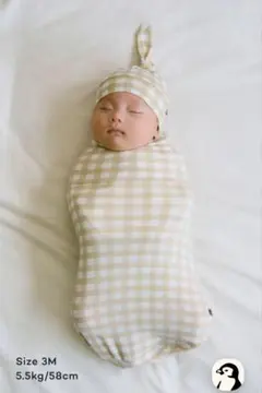 コニー Newborn バンブー スワドルポーチ & 結び帽 セット 3M