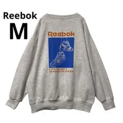 Reebokリーボック スウェット M 霜降りグレー バックプリント ロゴ刺繍