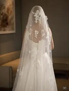 ウェディングベール フラワーモチーフ ホワイト