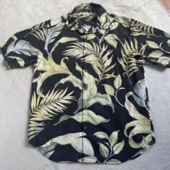 TommyBahama アロハシャツ ボタニカル柄 黒 SILK 100% M