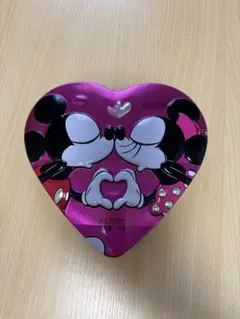 ミッキー ミニー ハート型缶 ピンク　ディズニー