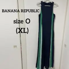 BANANA REPUBLIC【XL】 ノースリーブロングワンピース 黒 緑