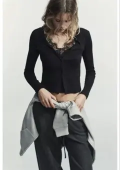 ZARA新品‼️ コンビネーションレーストップジャケット L