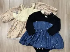 プティマイン　女の子　秋冬ロンパース80