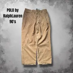 90s RalphLauren太畝コーデュロイパンツ ヴィンテージ ワイドレッグ