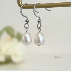 淡水パール・雫　ピアス　真珠 フォーマル　入学式　オフィス　サージカルステンレス