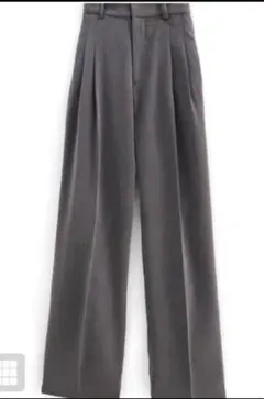 GRL タックセンタープレスストレートワイドパンツ[ai36] Mサイズ/グレー