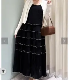 新品　natural couture プリーツメローキャミワンピース ブラック