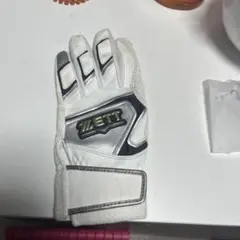 ZETT ホワイト バッティング用手袋　ジュニア用　左手