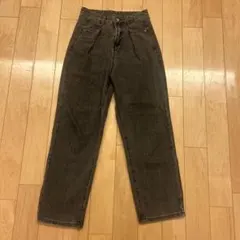 ダークグレー ハイウエスト デニムパンツ