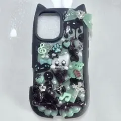 iPhone16 デコ電 スマホケースデコ 平成女児 地雷系 猫耳