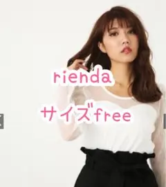 rienda プリーツチュールパフスリーブ シアー長袖トップス ホワイトのサムネイル